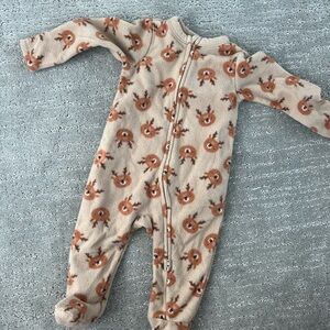 Cozy Tan Reindeer Kids One Piece